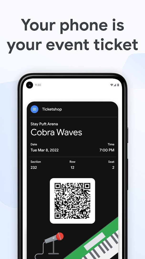 Google Wallet event ticket ready to show at the venue entrance