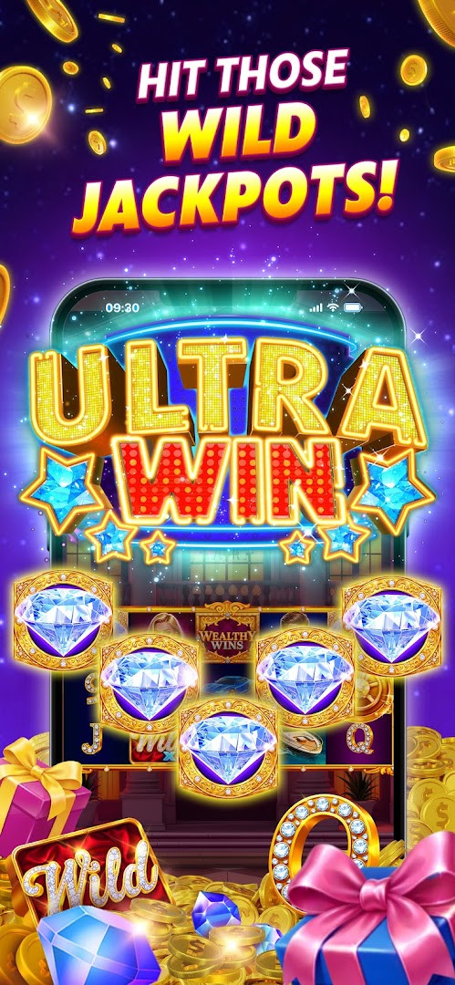 Daily rewards calendar in SlotomaniaTM Slots Casino Games offering coins and bonuses.