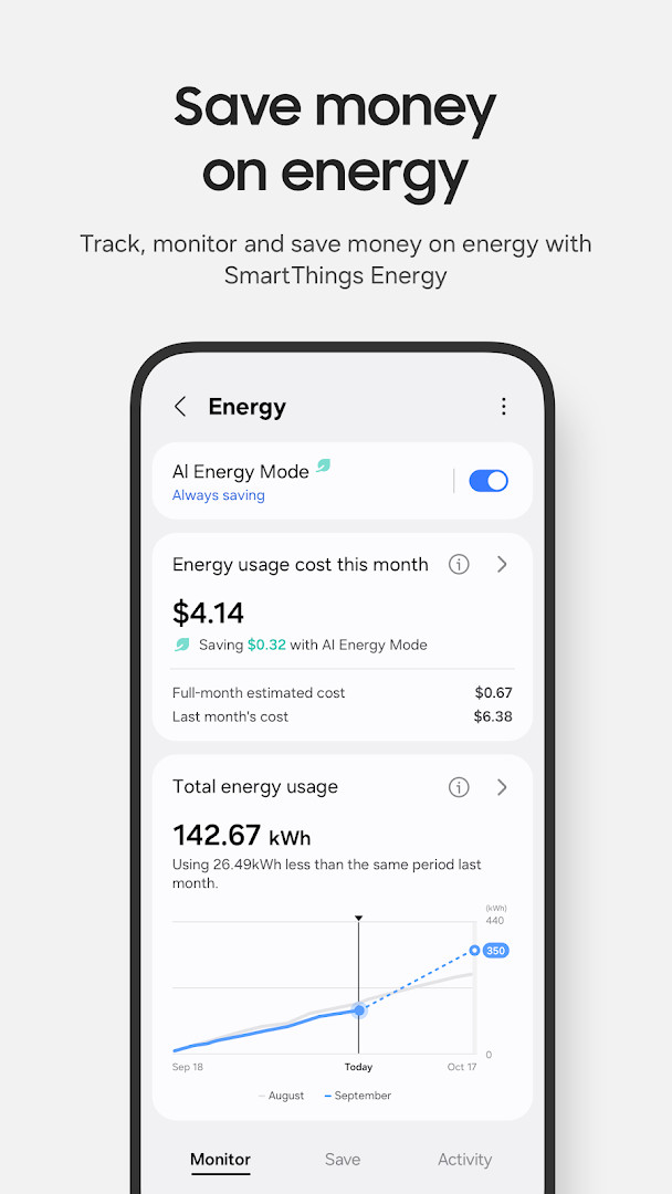 SmartThings notifications screen with automated device status updates