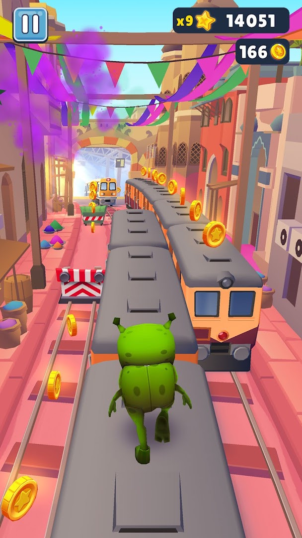 Subway Surfers shot of Jake surfing on a hoverboard