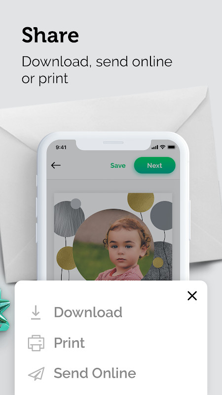 Invitation Maker: Cards & RSVP sharing options for sending digital invites by email or social media