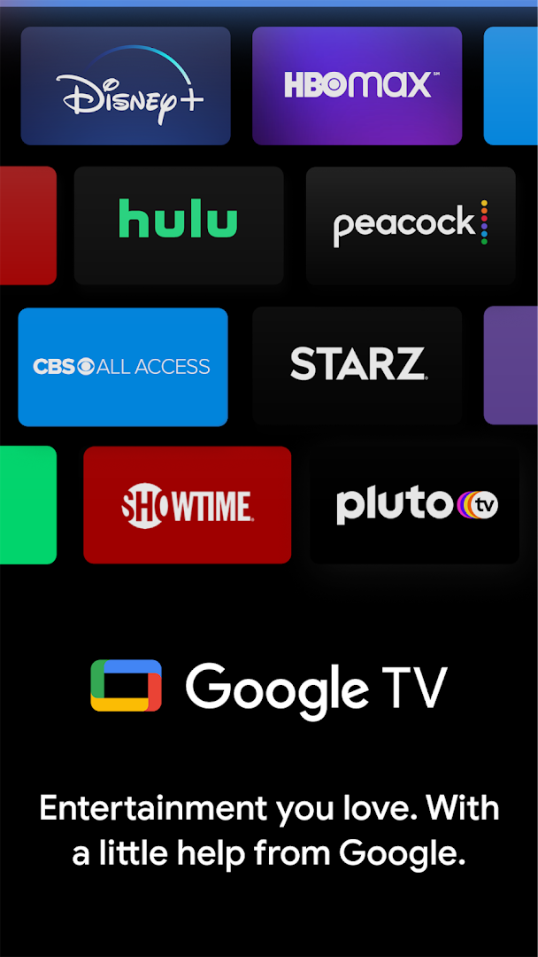 Google TV home screen showing movie and show recommendations.
