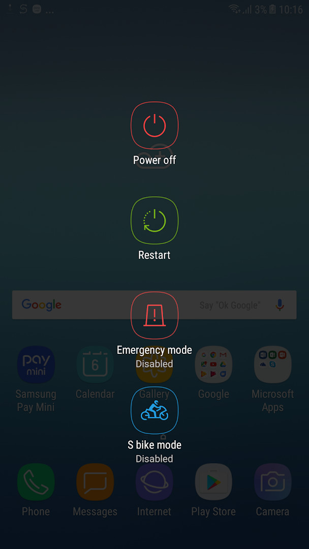 S bike mode main screen showing the toggle to turn the riding feature on