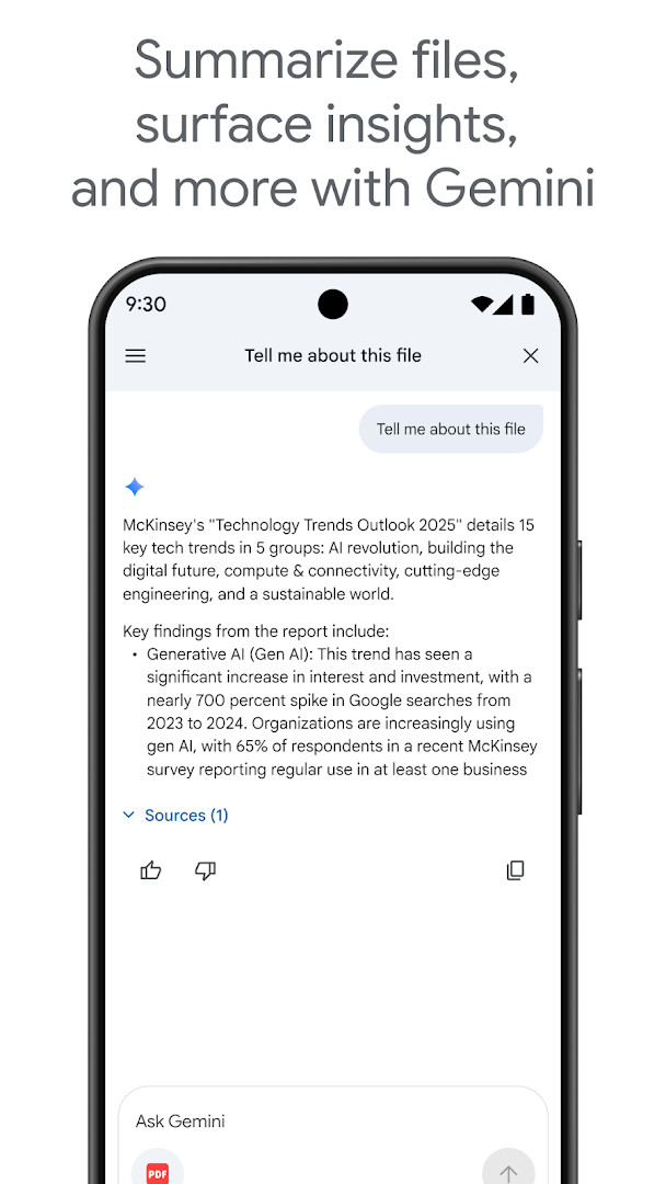 Google Drive offline mode screen showing available cached files
