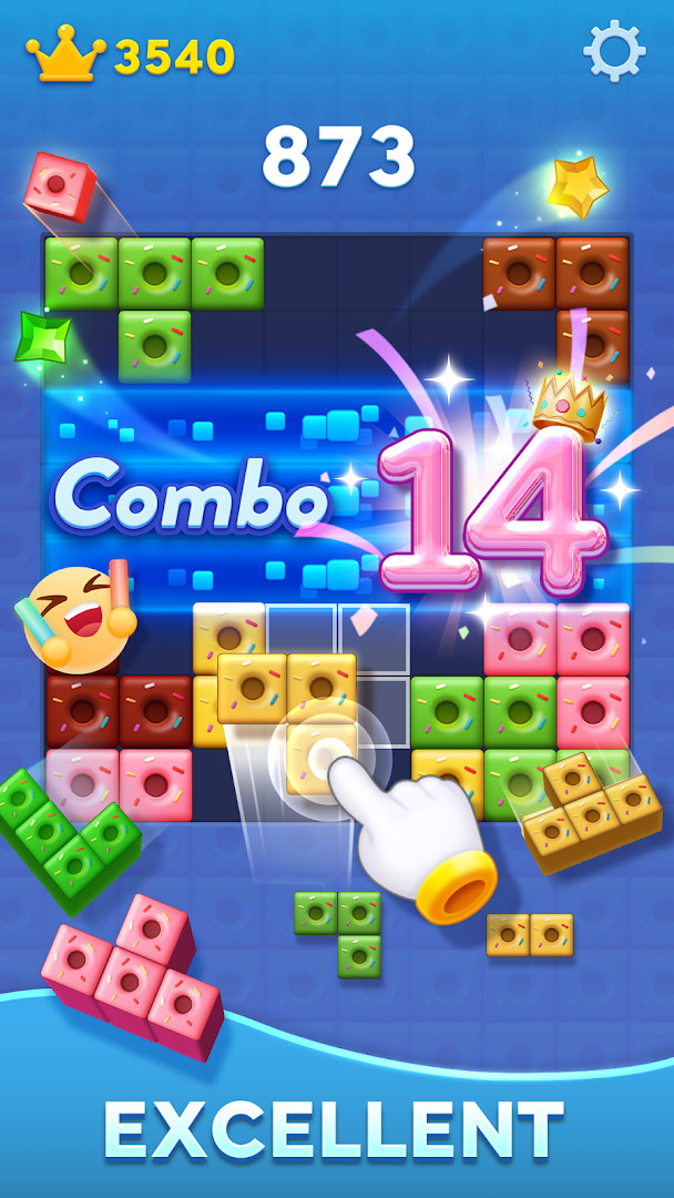 Block Blast! drag-and-place controls moving a block onto the board