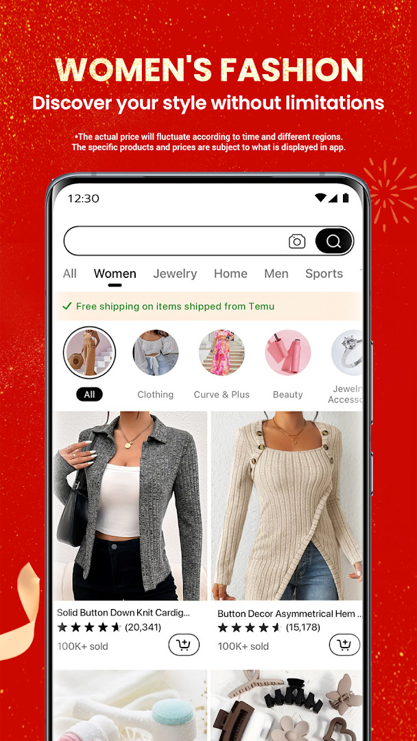 Temu: Shop Like a Billionaire displaying home decor products