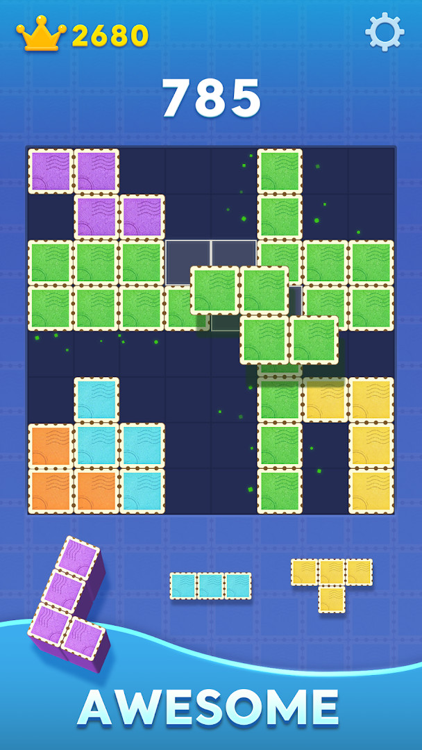 Block Blast! daily puzzle challenge screen with a new goal