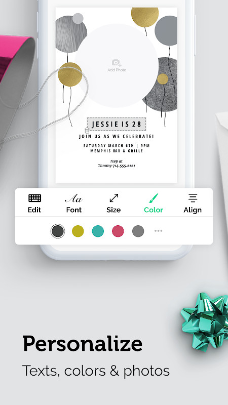 Invitation Maker: Cards & RSVP comment wall where guests leave messages and good wishes
