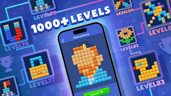 Block Blast! offline play screen ready without a WiFi connection