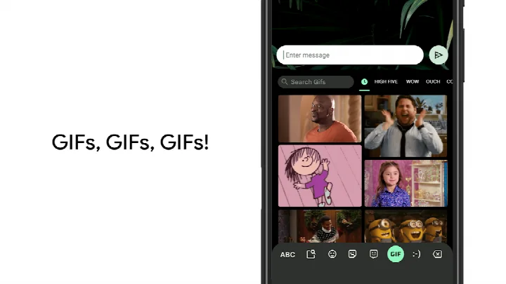 Gboard Glide Typing demonstration with a finger sliding across letters