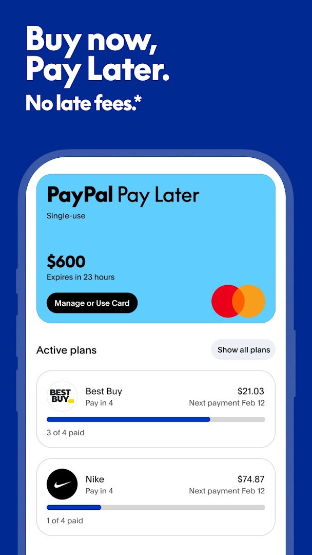 Pay in 4 screen explaining buy now pay later for eligible purchases