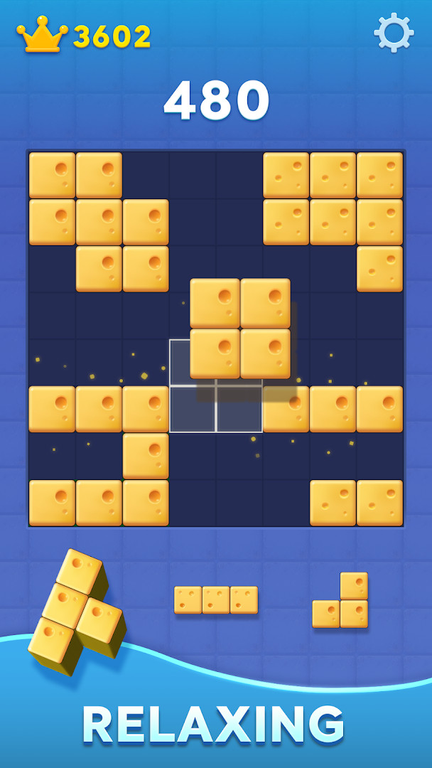 Block Blast! gameplay showing a completed row being cleared