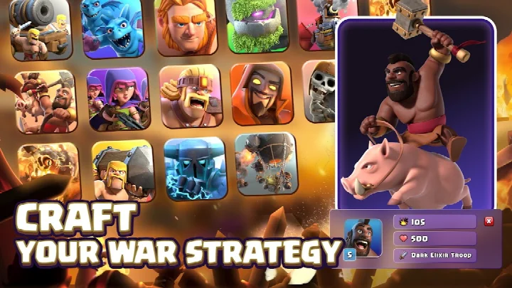 Clash of Clans battle scene with troops attacking an enemy village in real time