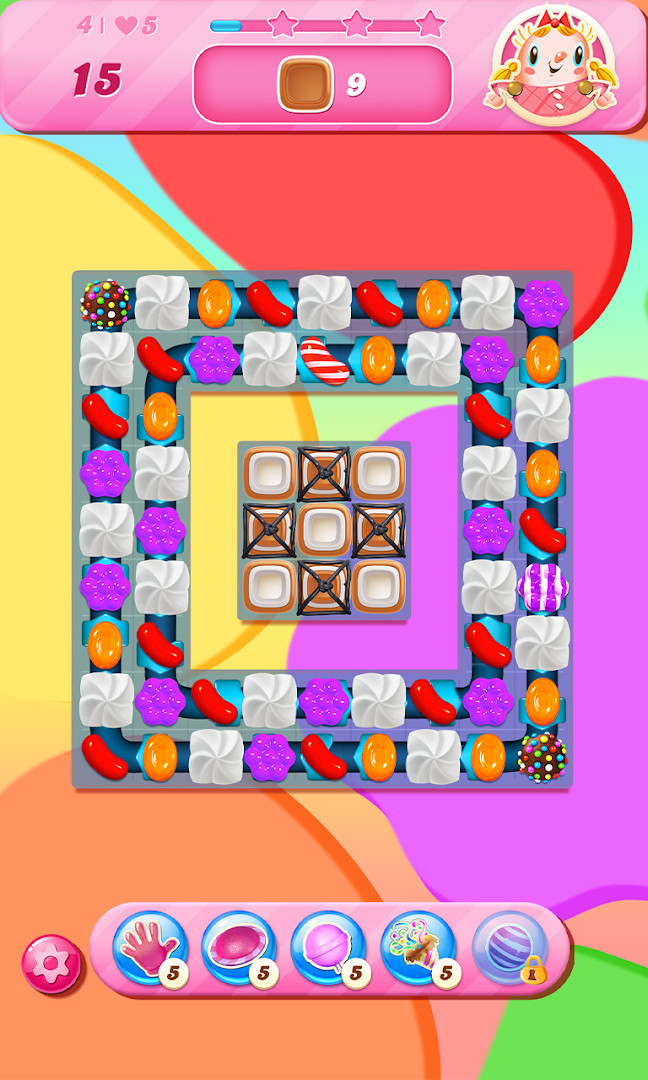 Candy Crush Saga win celebration with stars and score summary