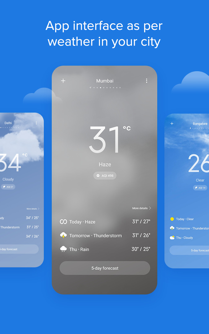 Dynamic interface that shifts its look depending on the weather outside