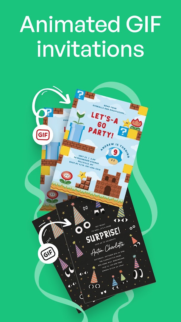 Invitation Maker: Cards & RSVP screen for uploading your own artwork without cropping
