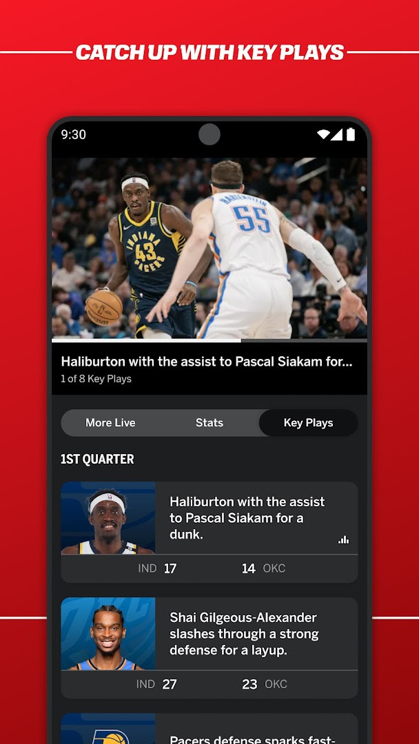 Live video player showing an ESPN network stream or studio show