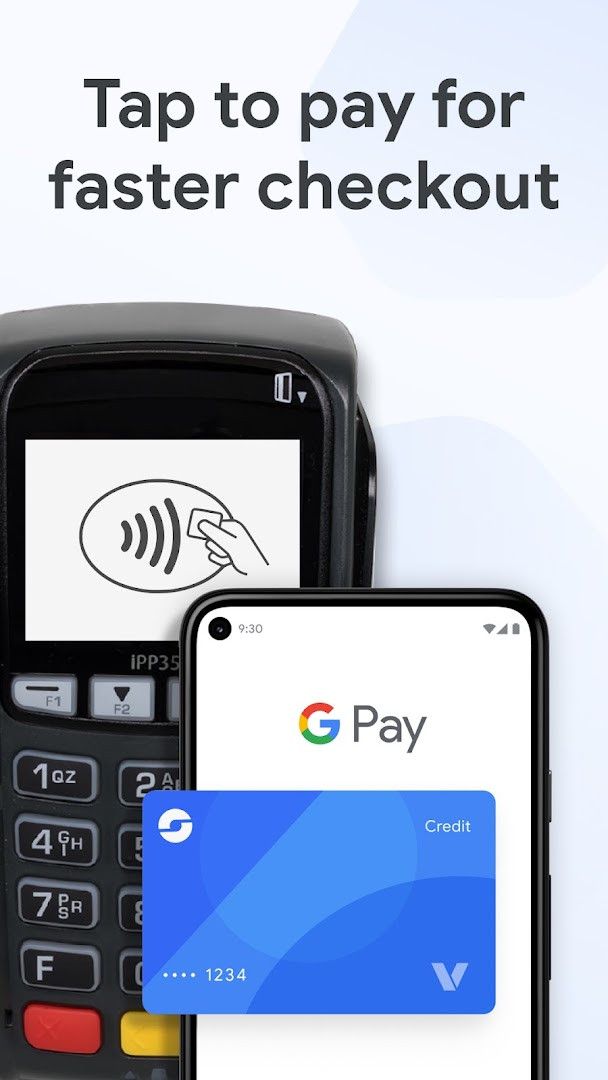 Google Wallet tap-to-pay screen with check mark after a contactless purchase