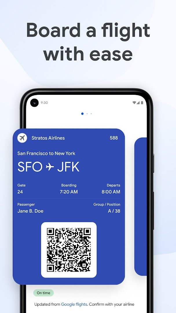 Google Wallet transit pass screen for tapping through fare gates