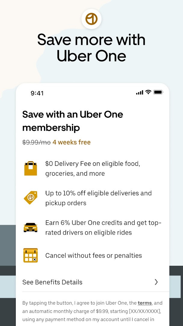 Uber Eats food delivery ordering interface