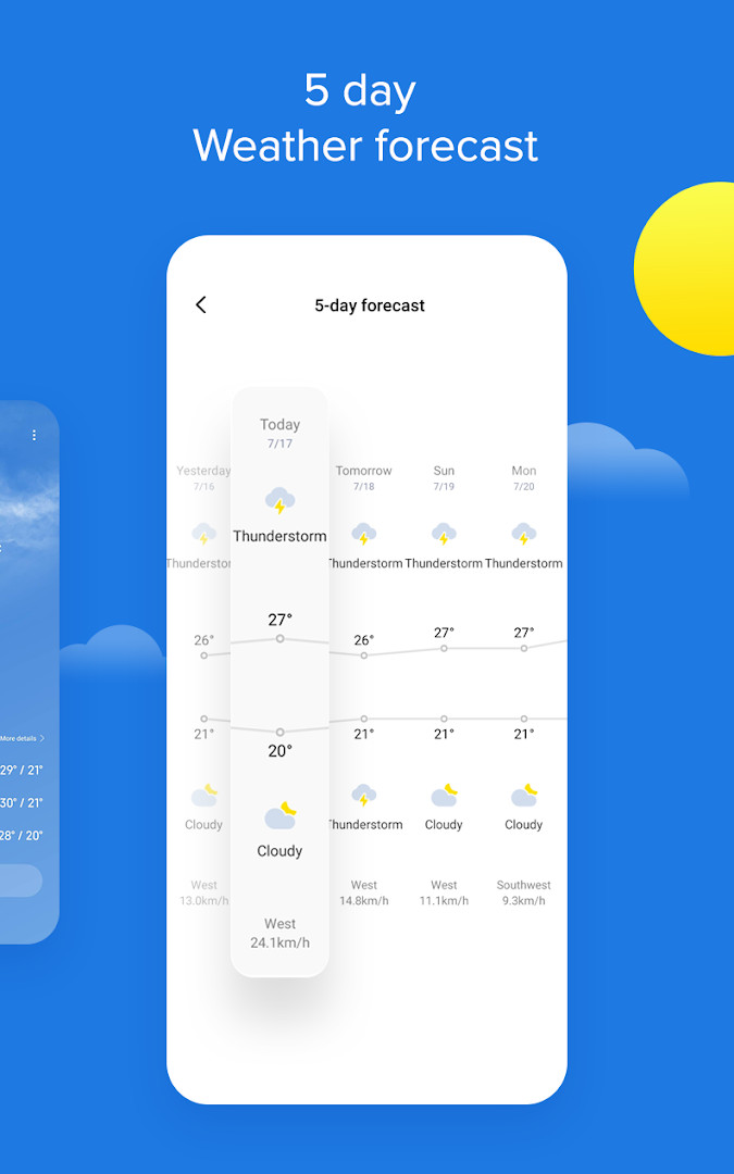 Saved cities list holding up to ten locations with live weather for each
