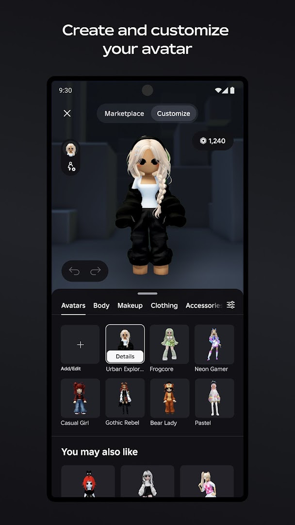 Roblox game discovery page highlighting trending and featured experiences.