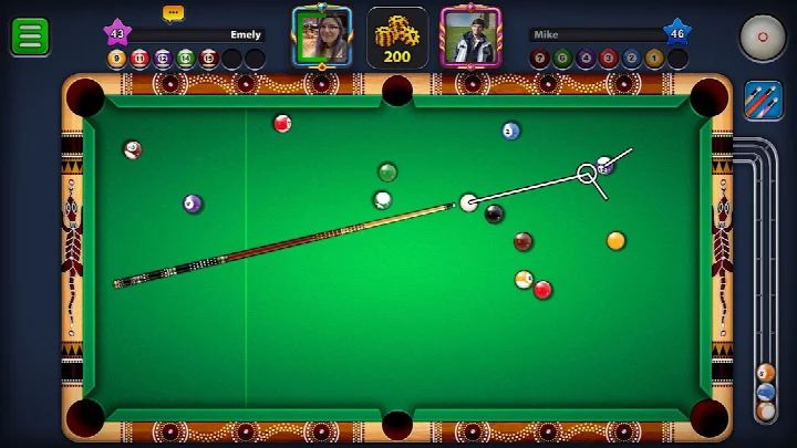 8 Ball Pool screenshot of the Moonlight Circus season event with themed decorations