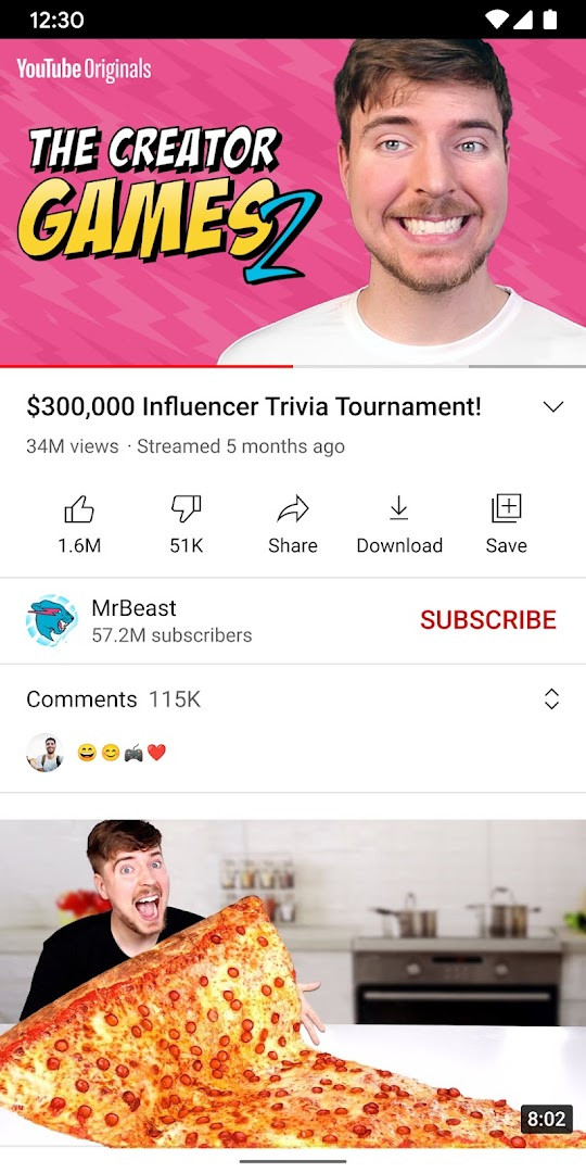 Explore page with trending videos and popular topic categories