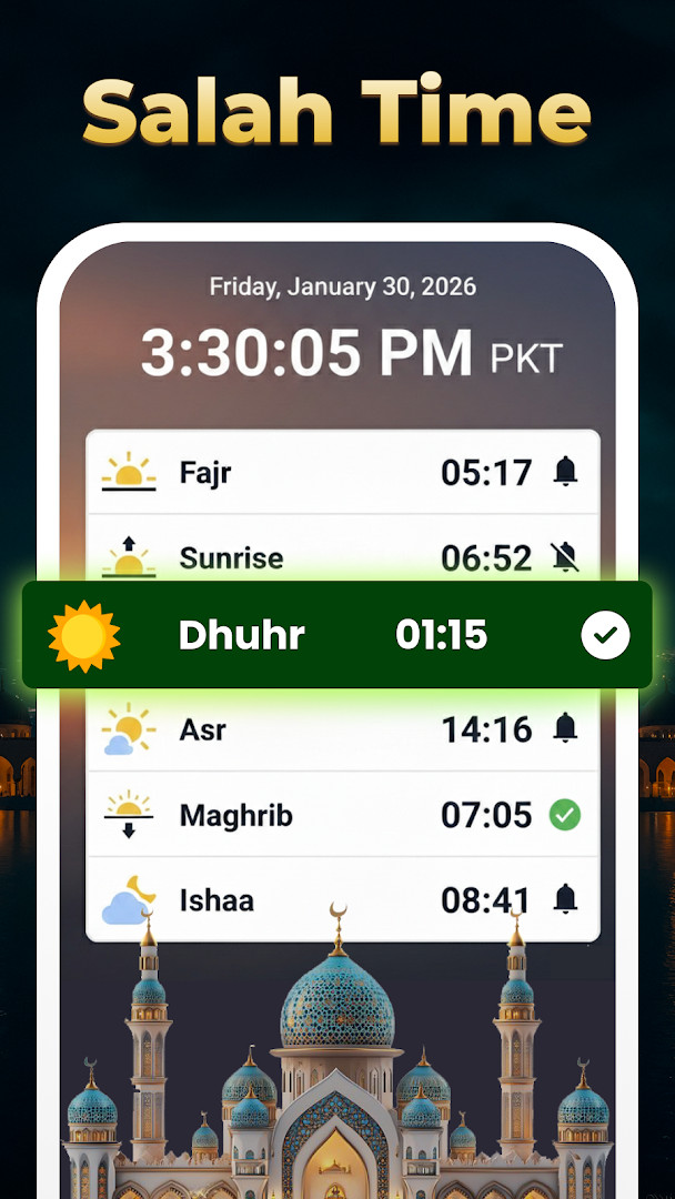 99 Names of Allah screen with recitation list and meanings