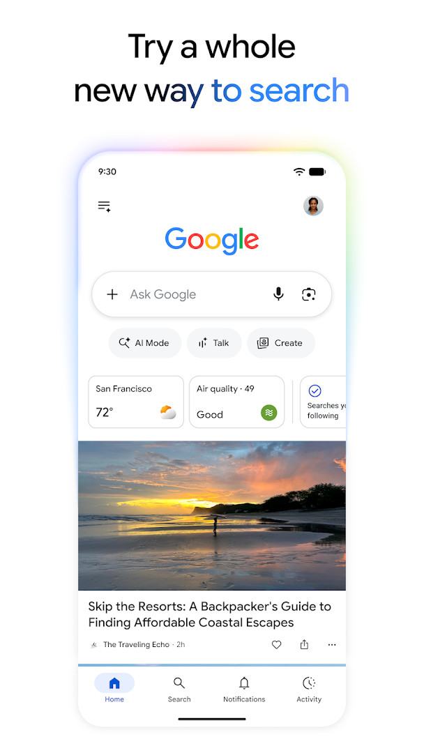 Google AI Mode answering a typed question with follow-up prompts and web links