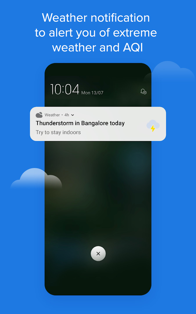 Hourly weather updates with temperature and wind speed plus home screen widgets